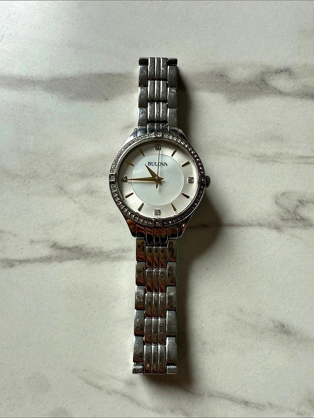 Bulova Crystal Series Mother-of-Pearl Dial Watch 96L282 Silver